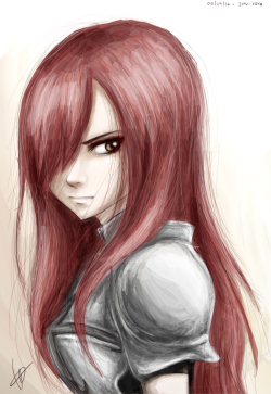 Jiyu-Koya:  Erza Scarlet - Fanart. I Experimented With The Brushes And The Outcome