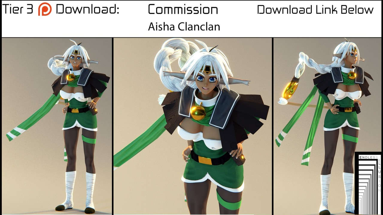 endlessillusionx:  Commission model   Aisha Clanclan    Download link (Tier 3 )