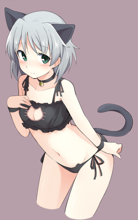 little-miss-ayumi: lewd-lounge: Pettanko Cat Lingerie set requested by @mexiwolf All art is s