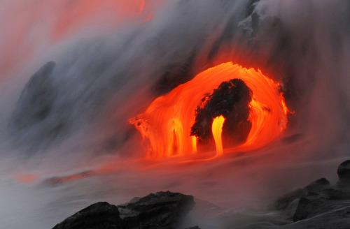 Lava meets water off the shores of HawaiiPhotos by Nick Selway