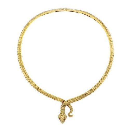 Pre-owned 14K Yellow Gold and Diamond Snake Collar Necklace ❤ liked on Polyvore (see more 14 karat g