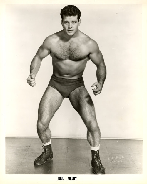 Bodybuilder turned pro wrestler Bill Melby, ca. 1950s, by unknown photographer.