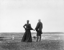 natgeofound:  Alexander Graham Bell and his wife Mabel hold hands at the water’s edge in Nova Scotia in 1898.Bell Collection