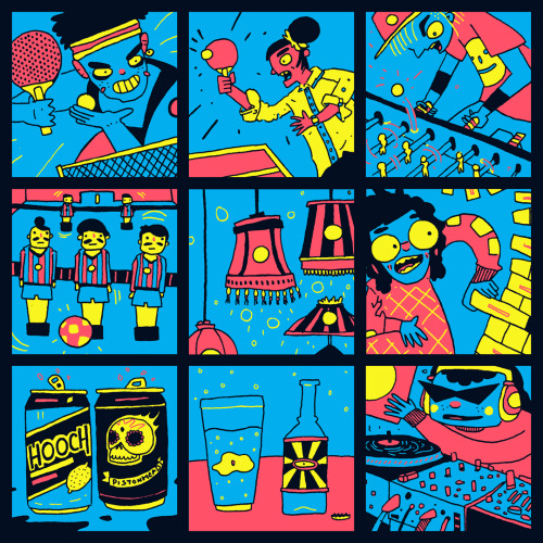 Illustrations for a Retro night, it’s fun working within a set colour palette