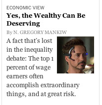 sheafrotherdon:From today’s online NYTimes.DEAR SIR. TONY STARK IS NOT REAL. THE 1% IS NOT MADE UP I