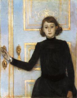 beautiful-belgium:Theo van Rysselberghe - Portrait of Marguerite van Mons (1886)