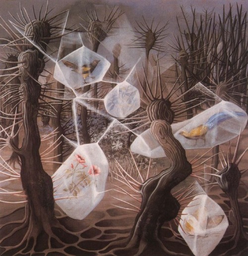 surrealism-love: Allegory of Winter via Remedios VaroSize: 44x44 cmMedium: gouache, paper