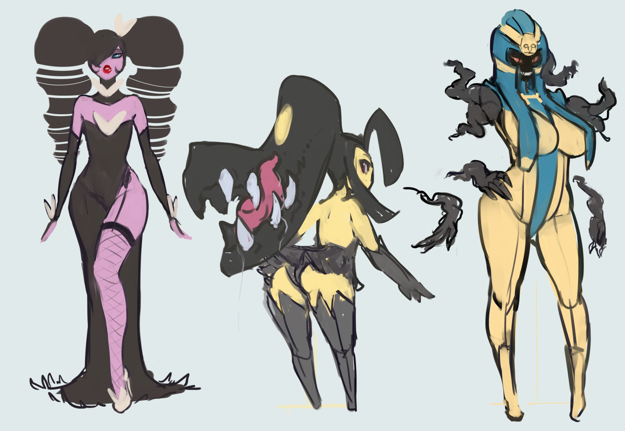 therealfunk:  Gothitelle, Mawile original sketch, and Cofagrigus. Very old doodles.