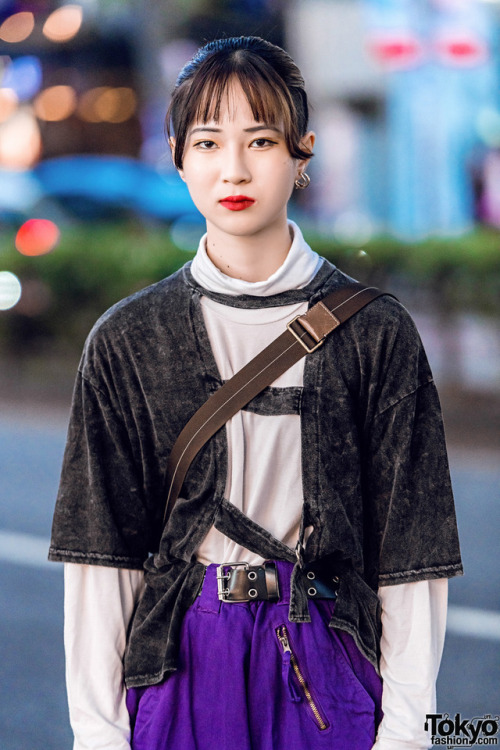 Japanese teens Harubo and Megumi on the street in Harajuku wearing vintage fashion, Japanese, and Ko