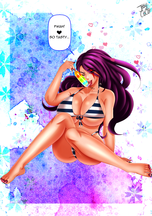 jassycoco:  Psylocke: Beautiful Summer Playing around with Manga Studio 5 EX and SAI…drew Psylocke licking a cold popsicle LOL.~ 