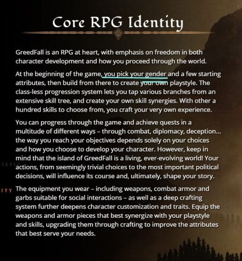 vecna: What’s up everyone. Greedfall is woefully under-publicized, and was not shown in any of the E3 conferences despite having a presence at the Expo. So I’m trying to get the word out there. They just updated their website with a ton of information