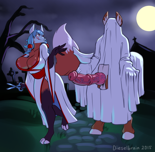 dieselbrain:  a request for djbeats’ ocs ashlin and jac hangin out in a graveyard on halloween