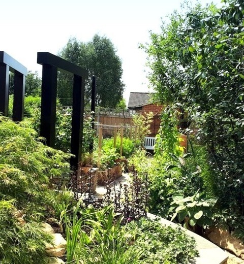 Landscape - Modern LandscapeInspiration For A Mid-sized, Fully-shaded, Fall-themed Backyard With A Stone