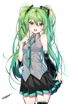 i-am-nephy:  xyzismywaifu:    ミク [Miku]  the only time my weeb shows.   i want my hair these colors.