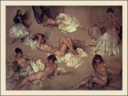 hoodoothatvoodoo:  Sir William Russell Flint ‘Variations II’ 1960   