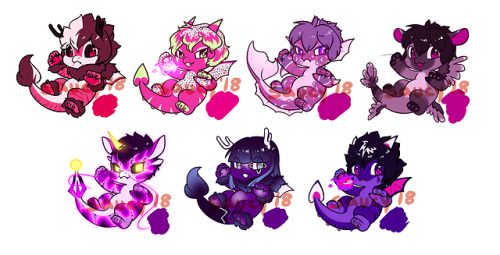 Huevember dragons 10 to 16!  Pink and purple whoooooooo!!! and some vry glowy