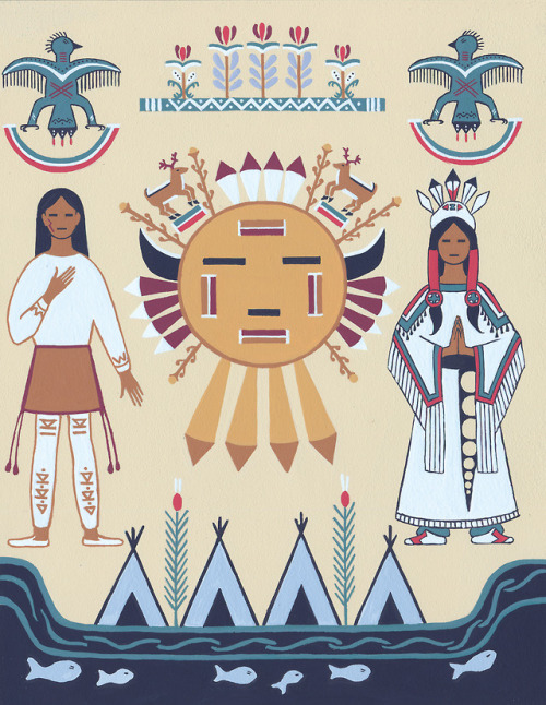 khangi:mearlee:A series of illustrations to Native American folktale ‘Poia’ (also known as ‘Scar-Fac