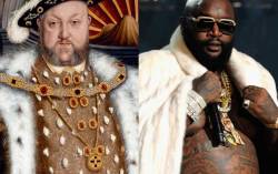 b4-16:  Left: Henry VIII by the studio of Hans Holbein the Younger, 1540-1550 / Right: Rick Ross