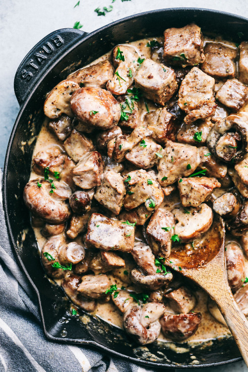 foodffs:  CREAMY GARLIC STEAK BITES WITH MUSHROOMSFollow for recipesIs this how you roll?