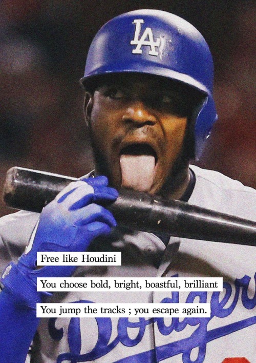 buckingfaseball:kinslerkin:Life Outside The Diamond : Tercets for Ballplayers - 46/∞ - Yasiel Puig@w