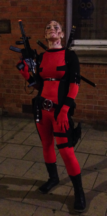 Deadpool costume! I wore this for our Halloween gig. There are a few more pictures on the band page,