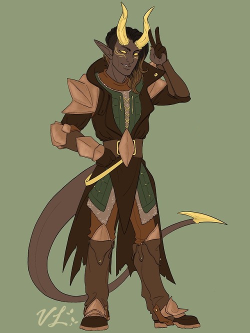 Another character design for @nuclear8ball ! Rev, their Tiefling Paladin &lt;3