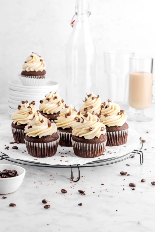 fullcravings: Chocolate Espresso Cupcakes with Irish Cream Frosting