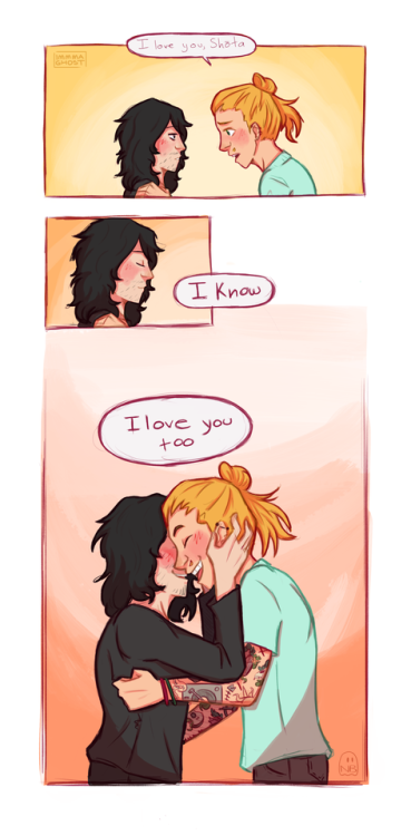 immmaghost: Arrives a day late with a comic for @barkugou-catsuki from the @erasermicsecretsanta !!  Starting with first impressions and ending in a love confession.  