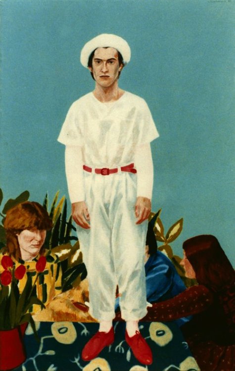 painterinkrakow:Wojciech Ćwiertniewicz, Red Shoes, 1984, 145x92, acrylic on canvas