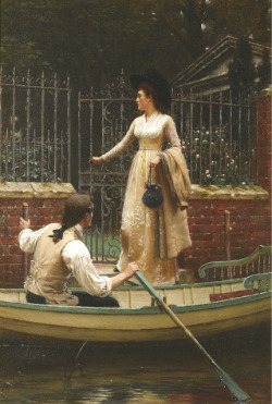 carmidoll:  Edmund Blair Leighton - The Elopement  This painting…How many stories could possibly develop from this brief scene. Is she going towards a bright future or a horrible fate? Is her lover truly willing to marry her or is he a libertine ready