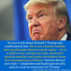 liberalsarecool:  gaymanintexas:  Donald J. Trump is a loser.  Trump inherited his fortune and proceeded to lose billions. Show us your tax returns and end the charade. You owe billions to Chinese and Russian lenders. Trump can no longer borrow money