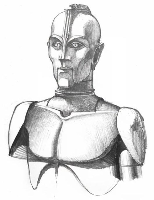 talesfromweirdland:C-3PO design sketches by Ralph McQuarrie. For Star Wars (1977), of course.