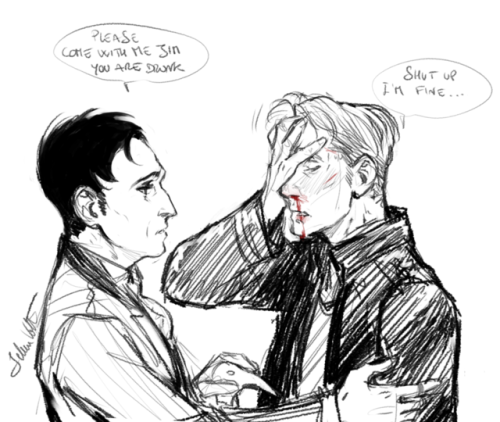 gobblepot-art-and-ask-blog:Mayor Oswald meets Jim bounty hunter in a regrettable circumstance