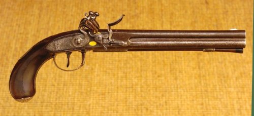 Four barreled flintlock tap action pistol.