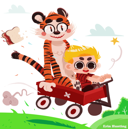erinhuntingillustration:    This weeks Fanart Friday is Calvin and Hobbes!  
