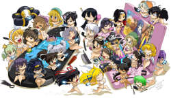 shonuff44: Senran Kagura DOUBLE PAGE SPREAD     This pic was used in my friend Crybringer’s Senran Kagura Fanwork book. There were a lot of artist that participated in this book and we got almost all of the characters in it. I made this pic just in