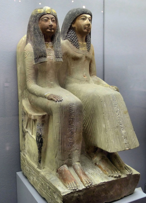 19th dynasty seated figure of the priest Neye and his mother Mutnofret, 1250 BC