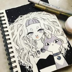 emilywarrenart:  inktober 10 @inktober #inktober #inkedup #inkgirls #copic #micron #brushpen #cat #moon #art http://ift.tt/2dMcSHa 