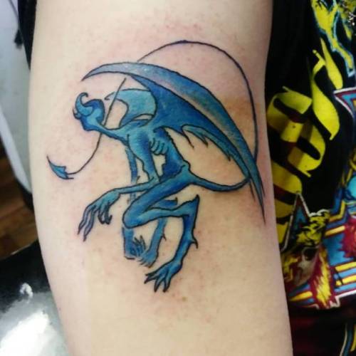 Blue creature   #ink #tattoos #chelsea #creature #ravenseyeink #tattoo #color (at Raven’s Eye Ink)