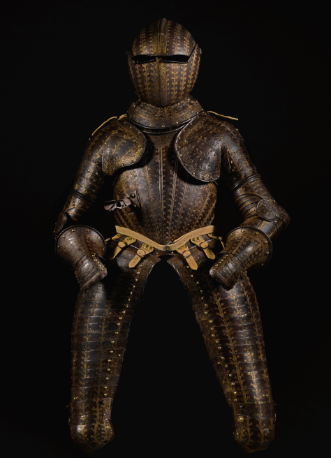 A set of etched cuirassier armor, produced in Milan Italy, circa 1610.from Sotheby’s