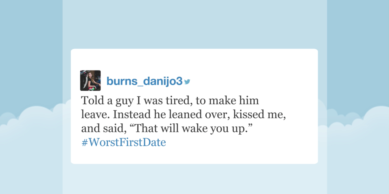 tastefullyoffensive:  Video: Tonight Show Hashtags: #WorstFirstDate  I went out