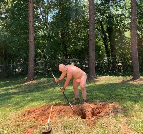 MASTER forces slave to remove a tree stump(Tumblr Censors are requiring no dick to show.)