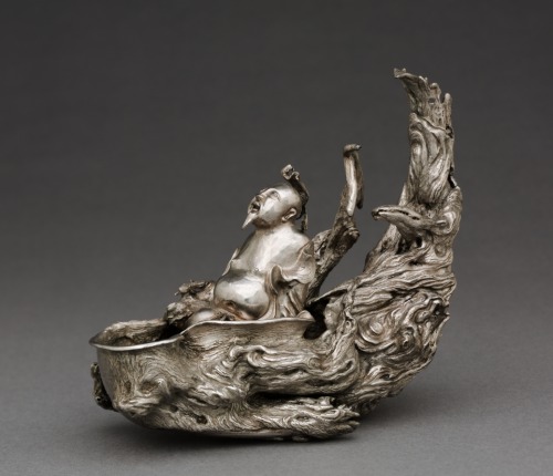 Raft Cup, Zhu Bishan, 1345, Cleveland Museum of Art: Chinese ArtThis rare silver cup is dated, inscr