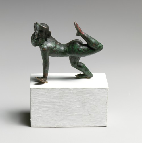Statuette of a satyr dancing. 5th c. BC.; bronze. The Metropolitan Museum of Art.