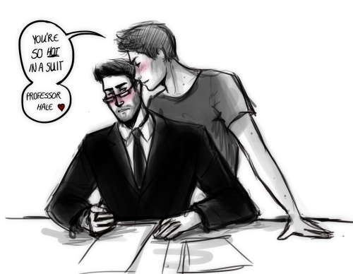 sterekism:Anon requested: Student!Stiles trying to distract Professor!Derek :D 