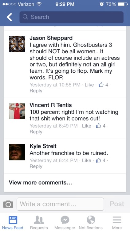 killerkhaleesi: facebooksexism: Hey did y’all hear about the female reboot of Ghostbusters? Be