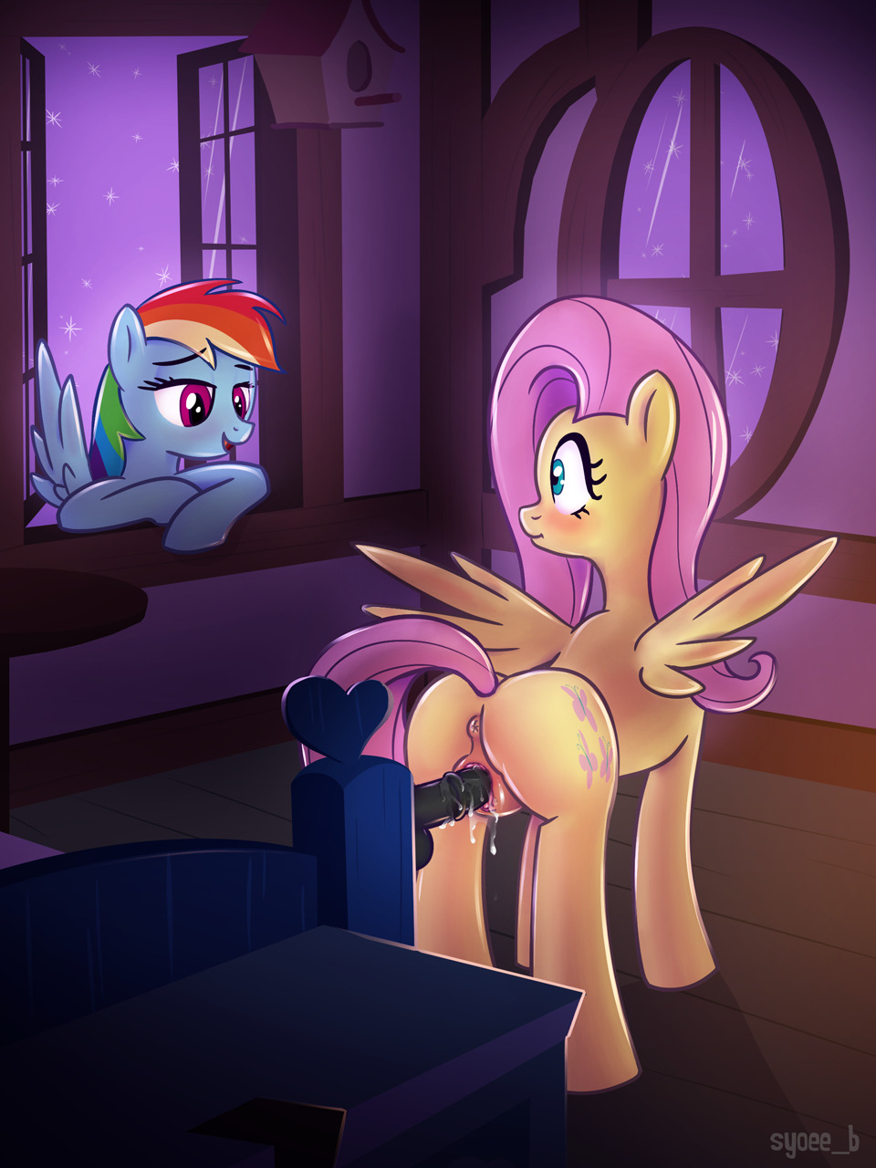 syoeeb:    “Need a hoof with that?”   rainbow dash knows no personal space~and