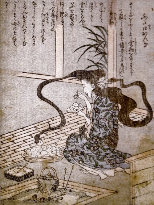 tei-mei:二口女　 絵本百物語　奇談集　竹原春泉　Takehara Shunsen (竹原春泉) — Futakuchi-onna (二口女) (The Woman with Two Mout