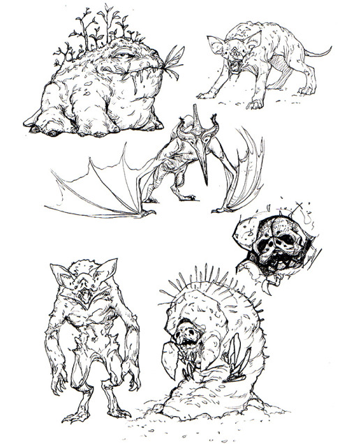 guildwars2: kedemel:  Some Guild Wars 2 inspired monster concepts. Including a mordrem tiger.   These are so cool! ~RB 