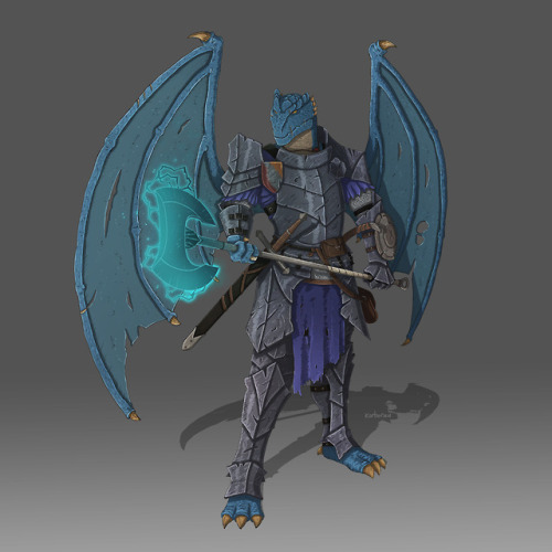 korborau: Azraq'an or Q'an (as the party calls him) is a blue dragonborn Fighter, with an Eldritch K